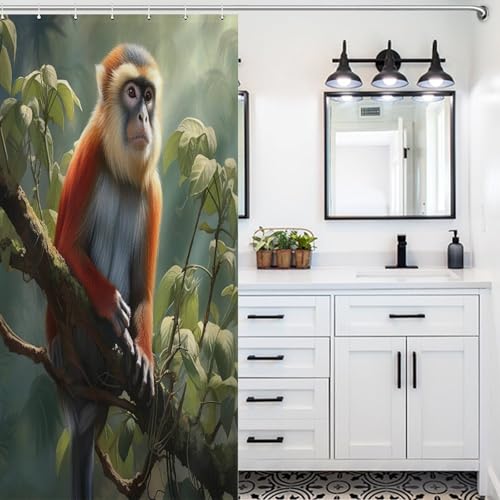 Rideau de douche singe en polyester imperméable 92x183cm