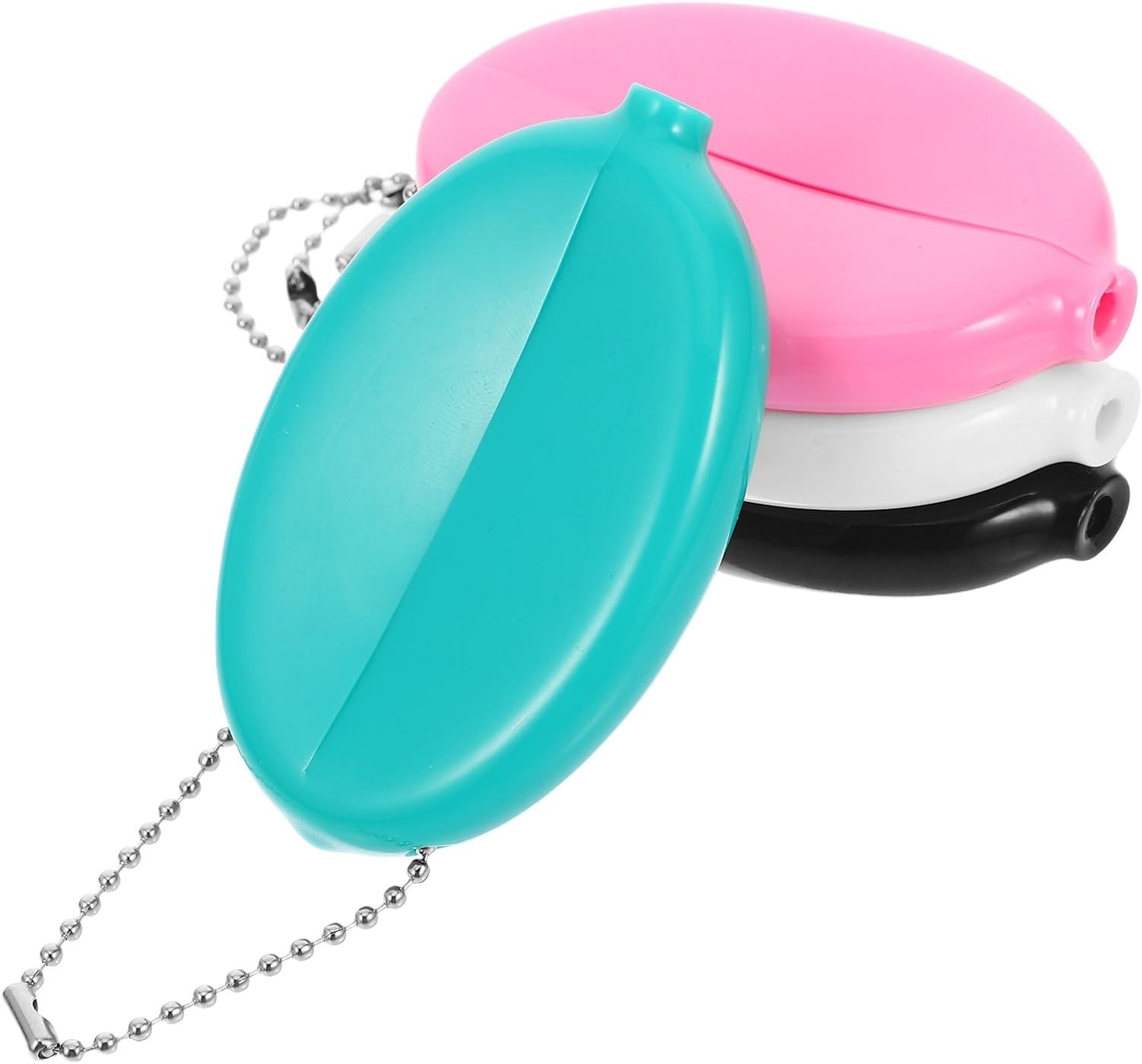 4pcs Mini Oval Coin Purse Set with Chain Small Squeeze Coin Bag Pvc Material Colorful Money Organizer for Travel Everyday Use Women Men