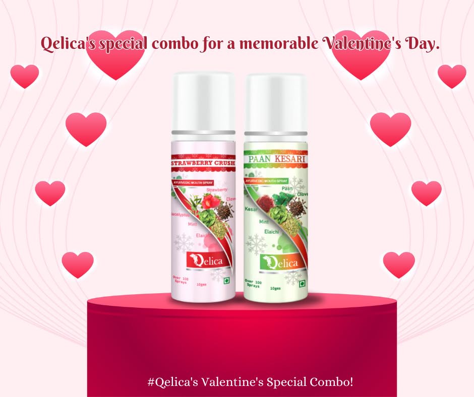 Qelica Love Special Mouth Freshener Long-Lasting Kiss-Ready Breath Freshness (Strawberry Crush and Paan Kesari)