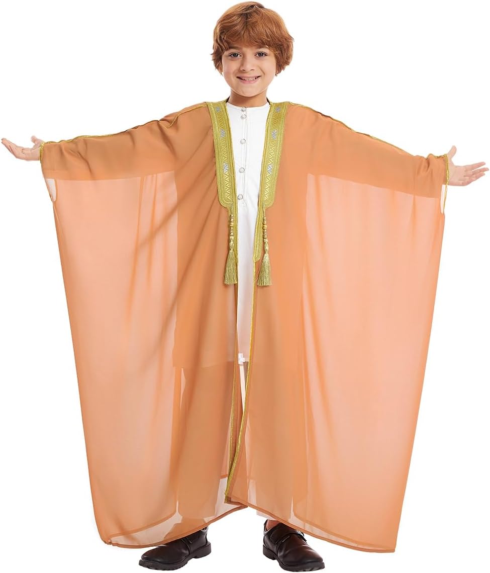 Qianliniuinc Thobe for Boys Islamic Clothing - Muslim Clothes Kaftan Dubai Arabic Robe Moroccan Arab Thobe Islamic Dress