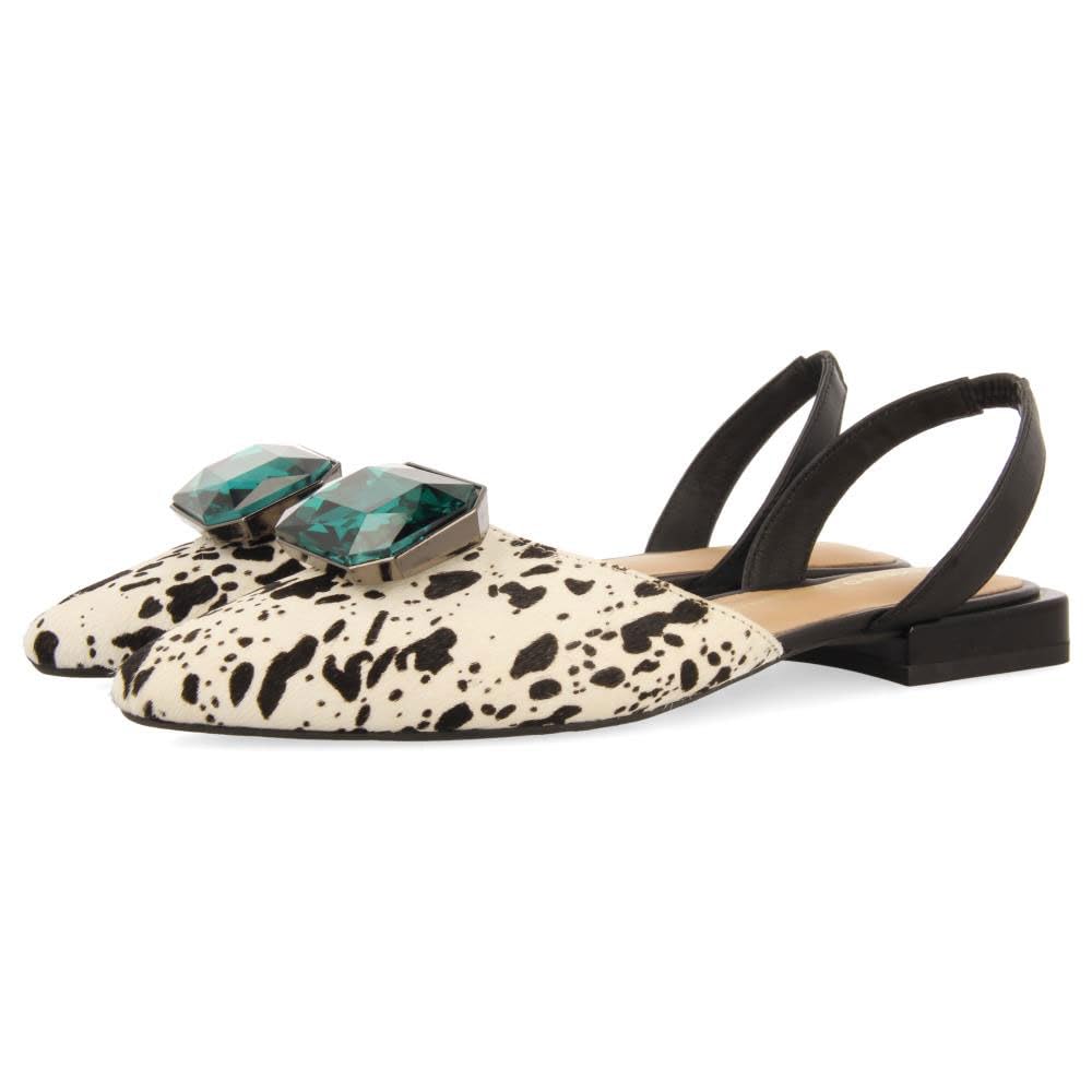 GIOSEPPO Leopard Hughes Fur Mules, Cow, 5 UK