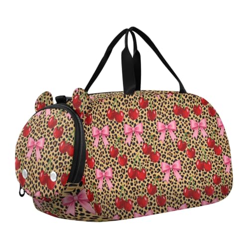 Bolsa de lona de leopardo espaciosa y ligera para pijamadas infantiles