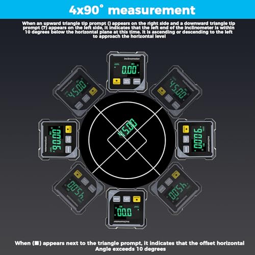 Digitaler Winkelmesser mit Laser, 4-Seitig Magnetisch Neigungsmesser mit LCD-Display,Type-C Schnittstelle IP54 Wasserdicht,±0,1° Präzision Wasserwaage für Holzarbeiten Dekoration Bau DIY