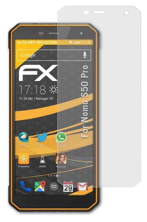 atFoliXScreen Protector compatible with Nomu S50 Pro Screen Protection Film, anti-reflective and shock-absorbing FX Protector Film (3X)