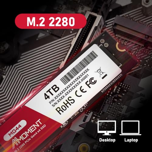 Image of MMOMENT MG44 4TB NVMe PCIe 4.0 Internal SSD, Up to 7200MB /s Read, 6200MB /s Write, M.2 2280 Storage Internal PC Solid State Drive for Laptop Desktop