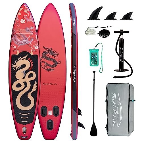 FunWater Aufblasbares Stand Up Paddle Board mit Zubehör SUP Paddle Board Inklusive ISUP, Verstellbares Paddel, Pumpe, Trockenbeutel, Finne, Leash, Paddle Boards 11 FT für Jugendliche und Erwachsene