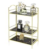 Simmer Stone 3 Tier Makeup Perfume Organizer Shelf, Cosmetic Storage Corner Shelf with Removable...