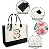 sundee Personalized Initial Canvas Beach Bag, Canvas Tote Bag with Inner Zipper Pocket, Monogrammed Gifts Tote Bag for Wedding, Birthday, Holiday - Letter B #4