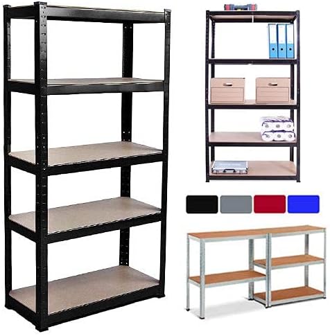 5 Tier Blue Garage Shelving Unit Heavy Duty Industrial Shed Kitchen Office Metal Storage Racking, Steel & MDF Boltless Shelves - Massive 875kg Capacity 175KG per Shelf | 150cm H 70cm W 30cm D