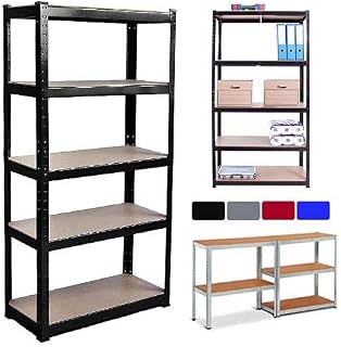 5 Tier Blue Garage Shelving Unit Heavy Duty Industrial Shed Kitchen Office Metal Storage Racking, Steel & MDF Boltless Shelves - Massive 875kg Capacity 175KG per Shelf | 150cm H 70cm W 30cm D