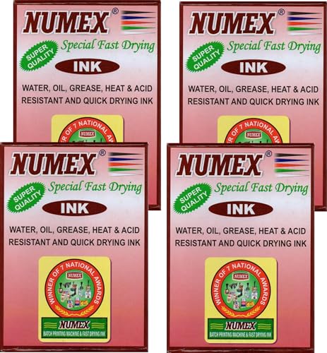 Image of NUMEX Batch Printing Fast Drying Ink & Softener (Black Set, 100ml x 4) | Heavy-Duty Coder Ink | Quick Dry Formula | Suitable for Batch No., MRP, PKD & EXP Printing