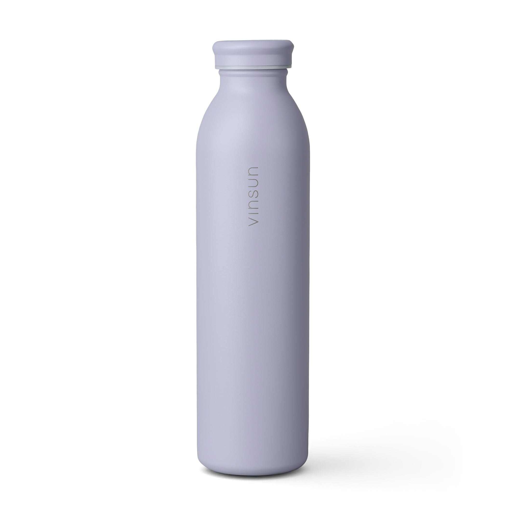 Vinsun Trinkflasche Edelstahl 600ml Lila - auslaufsicher, Kohlensäure geeignet, BPA frei, doppelwandig isoliert - leichte Wasserflasche für Fitness, Schule, Büro, Reisen