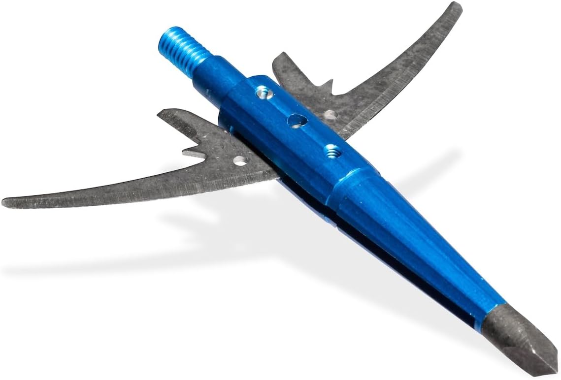 Swhacker Levi Morgan Series 2-Blade Blade-Lock Broadheads, 2.5″ Cut, Blue, 3-Pack | Practice-Safe Blade-Lock Feature