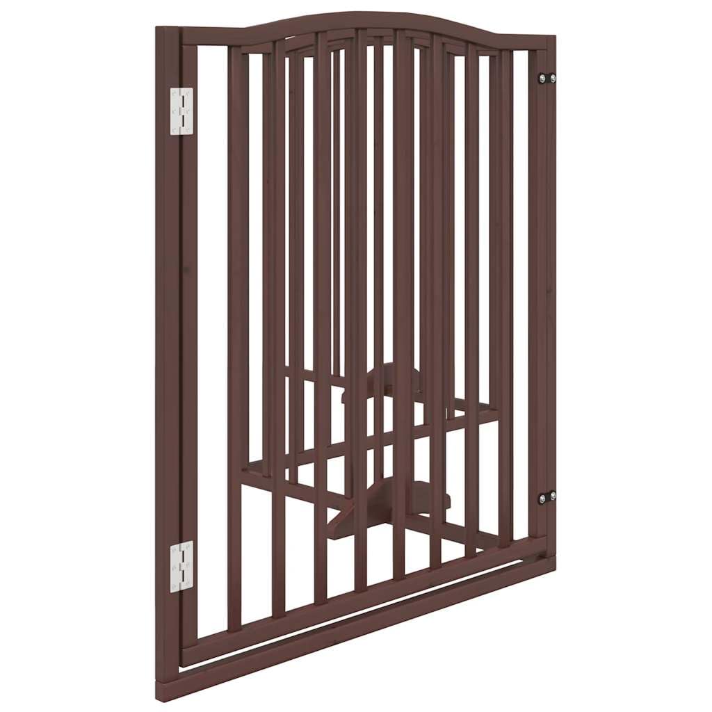 Homgoday Puerta para Perros Plegable 4 Paneles álamo marrón Roble 320 cm Barrera para Perros, Puerta de Seguridad para Puertas y escaleras