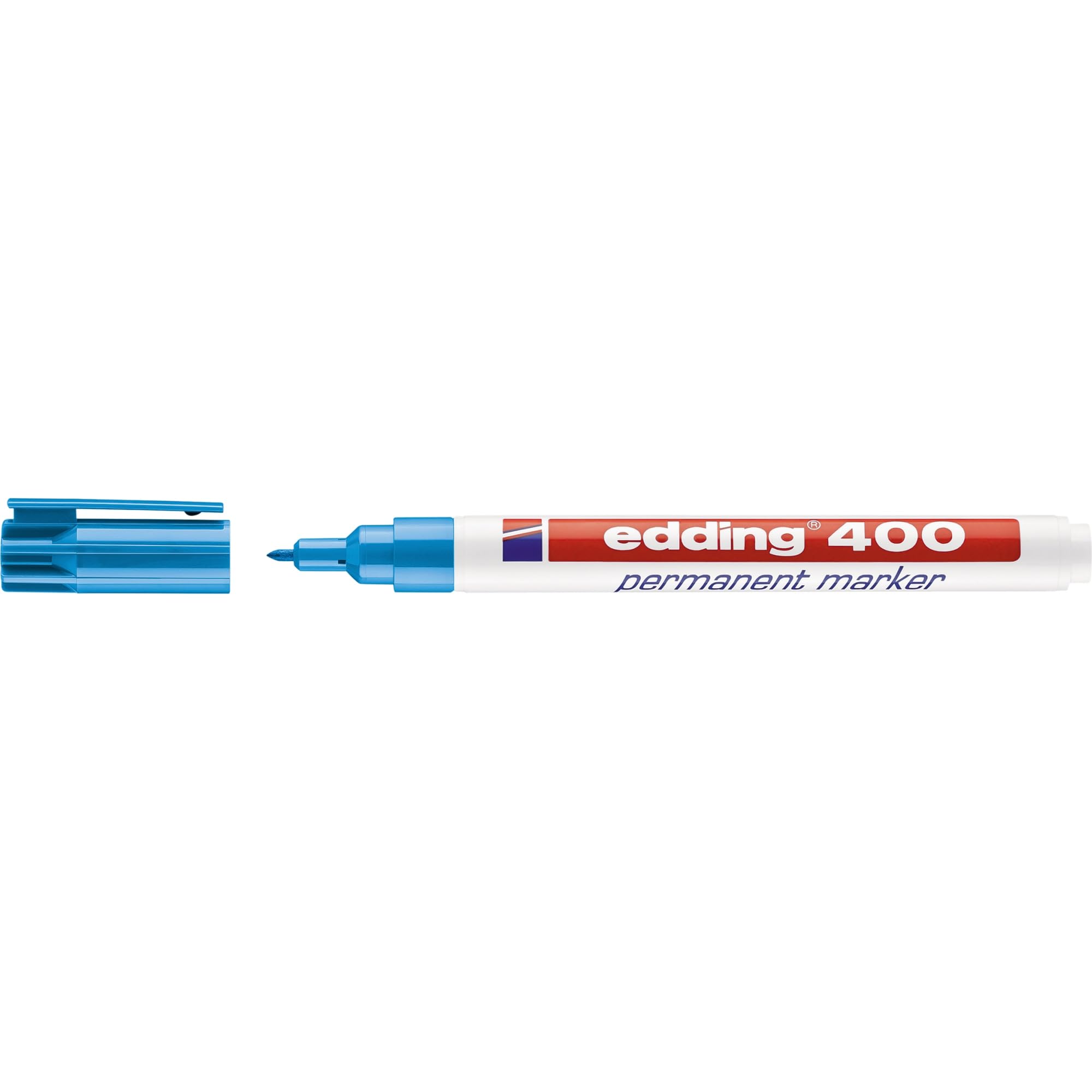 edding 400 permanent marker - light-blue - 1 pen - fine round tip 1 mm - waterproof, quick-drying, smear-proof pens - for cardboard, plastic, wood, metal, glass and fabric โ image 1