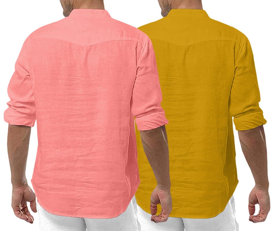 Image of ROYALSCOUT Men's Cotton Polyester Blend Solid Regular Fit Full Sleeve Short Kurta | Ethnic, Lightweight Summer Kurta for Daily & Occasion Use