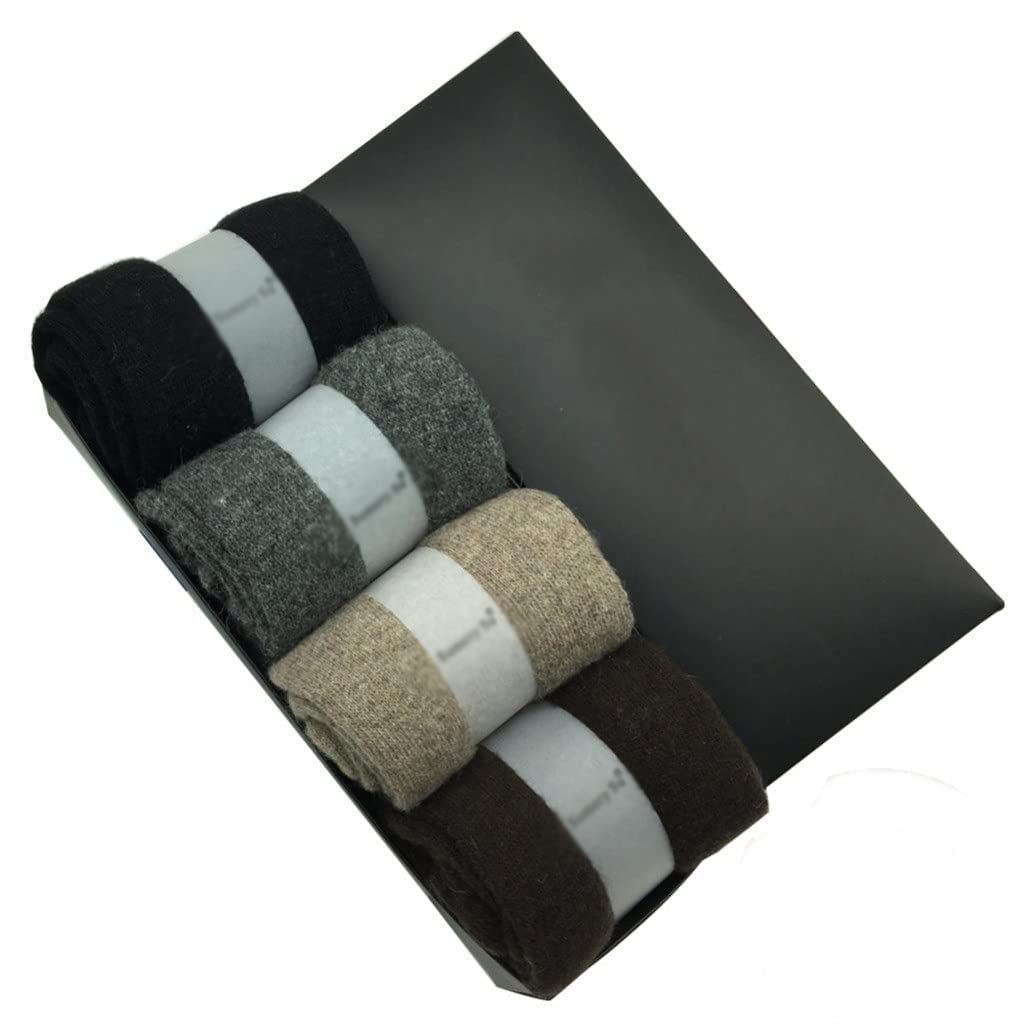 4 pary/pudełko zima grube skarpety wełniane mężczyźni moda kaszmirowy oddychający skarpetki męskie 4 kolory (kolor: rozmiar: jeden rozmiar) (Color : A, Size : One Size)