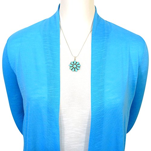 Turquoise Pendant Necklace Sterling Silver 925 Genuine Gemstones & Gemstones (20" Length)3