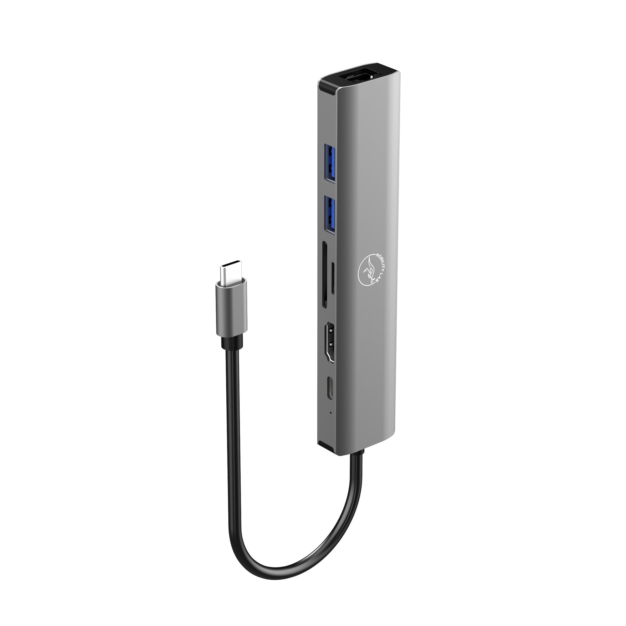 Mobility Lab – Hub Adaptateur USB-C 7 en 1 100W – Port HDMI, 1 Port USB-C, 2 Ports USB 3.0, Ethernet, Lecteur de Carte SD et Micro SD – Transfert de donnée Rapide et HDMI 4K – pour macOS et Windows