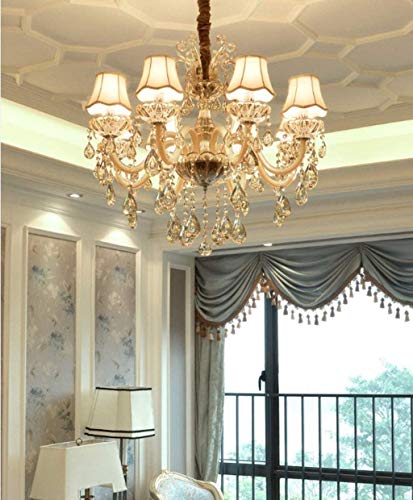 Lustre pendentif de prestige E14 : plafonnier 8 têtes pour salon chic et villa