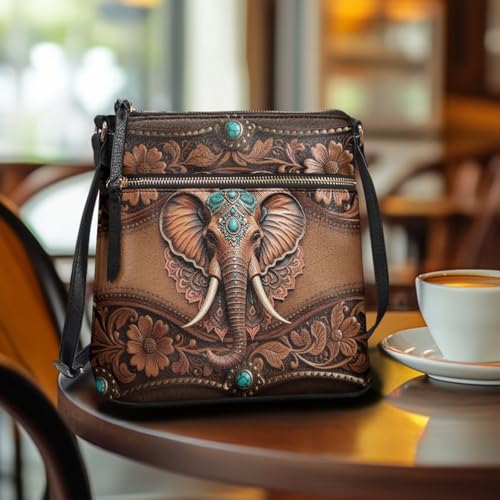 Image of Leather Women Crossbody Hobo Bag Satchel Purse Handbag with Adjustable Shoulder Strap and Zipper Pockets