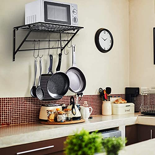 Wandmontage Metalen Hangrek Keukenopslag, Zwart Metalen Hangende Pan Pottenrek Wandmontage met 10 Haken voor Keuken - Image 7