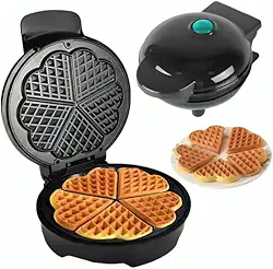 Máquina de Waffle Elétrica em Forma de Coração, 700W, 5 Divisórias, Antiaderente, 110V