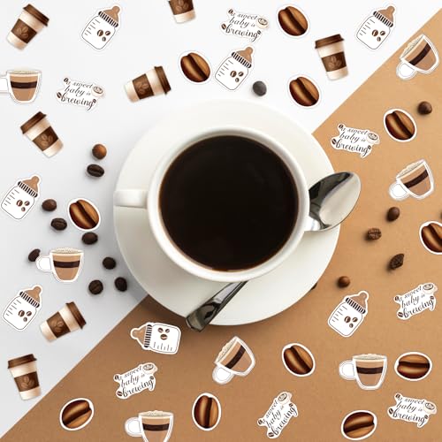Image of Coffee Baby Shower Decorations Confetti, 200pcs Coffee A Sweet Baby is Brewing Confetti Cup and Bean Double Sided Printing Cardstock for Gender Reveal Celebration Decoration (Pack of 3)