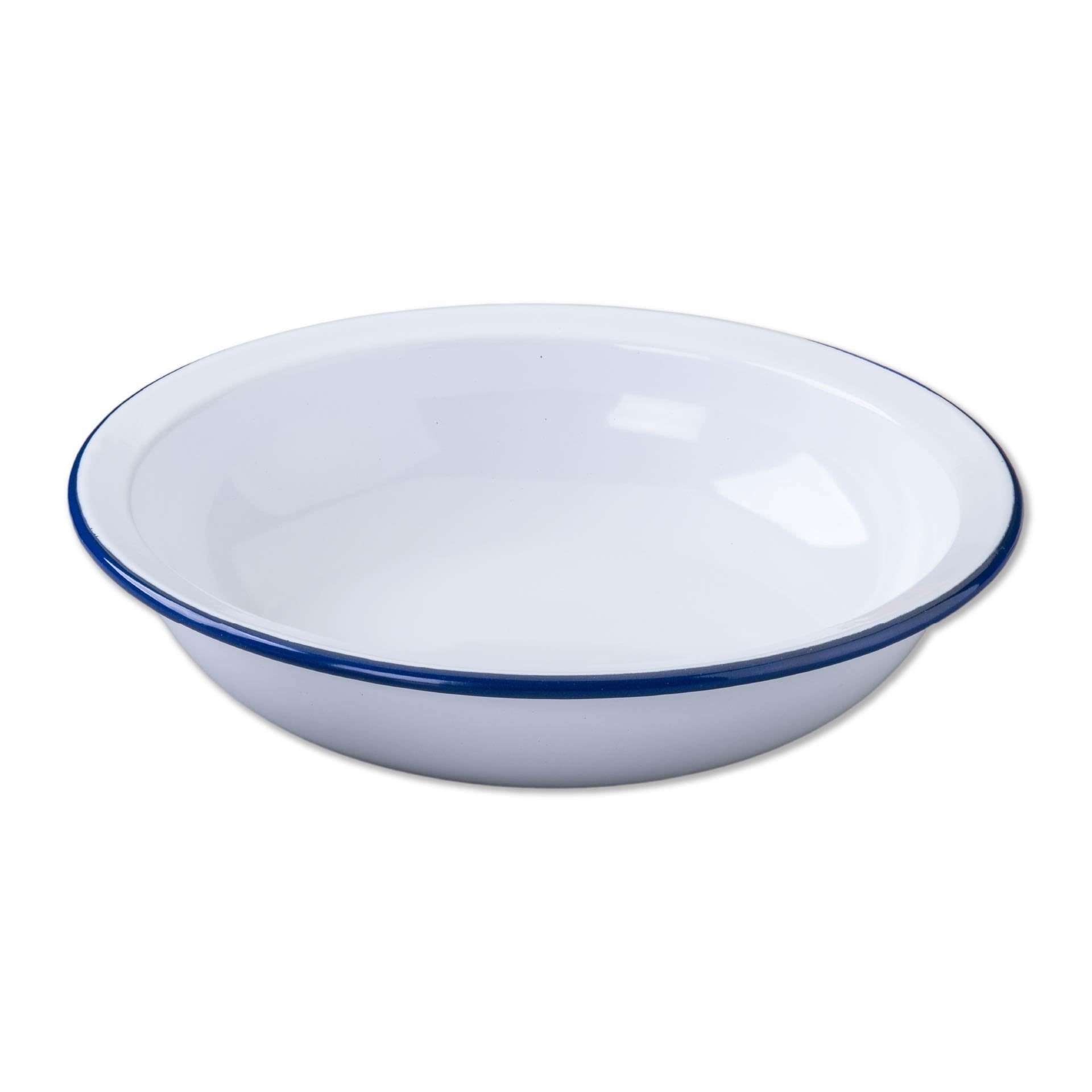 Zenker Enamel Round Pie Dish, Vintage Design, Suitable for Oven and Stove, Dishwasher Safe, Oven Tray, Enamel Cookware, Traditional Pie Tin, 25x25x5cm Colour, White & Blue