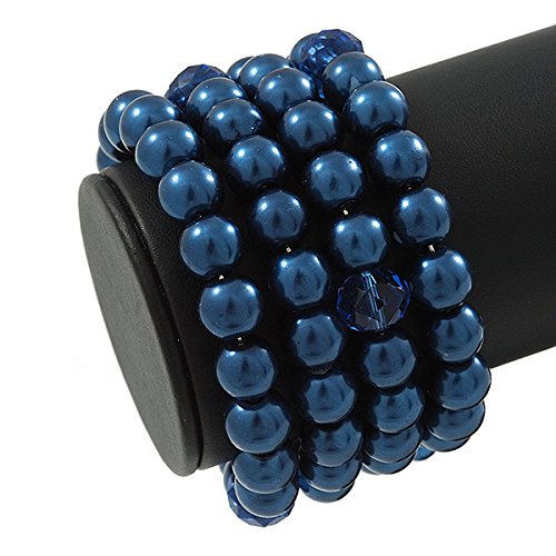 Pulsera de cristal azul oscuro ajustable con diseño flexible enrollado 5