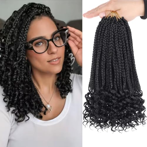 10 Inch Goddess Box Braids Crochet Hair with Curly...