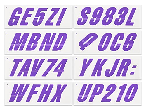 Image of STIFFIE Techtron Purple /White 3 inch Boat & PWC Registration Decals • Numbers Letters Stickers