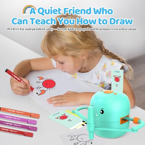 Drawing Robot for Kids with 150 Learning Cards and 17 Colorful Pens, Voice Interactive Educational Smart Art Painting Machine, Step-by-Step Drawing Guidance for Boys Girls Early Learning & STEM Toys - Image 7