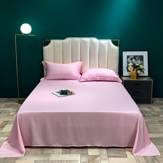 Drap plat en soie naturelle de mûrier vert lit simple double king size taie d'oreiller