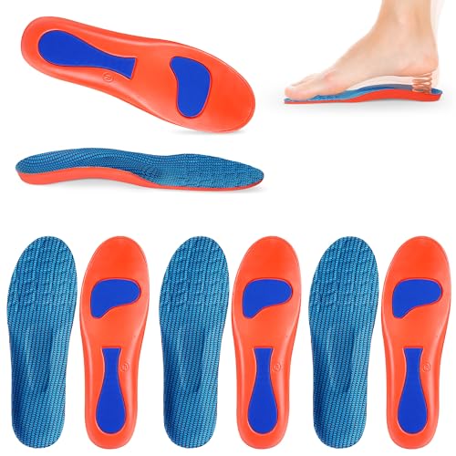 4 Parejas Plantillas Fascitis Plantar,Arco de Ergonomía Plantillas gel Hombre trabajo,Amortiguación Elástica Plantillas gel Mujer,Transpirable Plantillas pies Semelles orthopédiques (43 44)