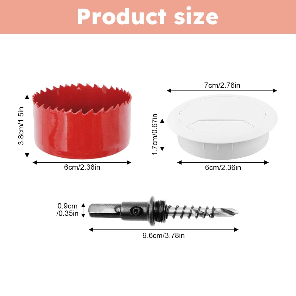 Parthan 8 Pack Desk Cable Hole with Hole Saw, Desk Grommet 60mm for Home and Office Table Desk Grommet - Image 2