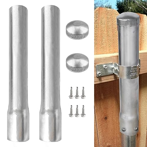 GRELWT 2 Pack 2-3/8 OD Metal Post Extender 12 Fence Post Extension Height Hot-dip Galvanized Steel Includes Screws and Caps
