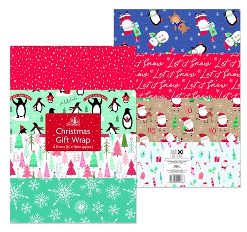 Tallon International Festive Wonderland 8 Sheets of Gift Wrap, Christmas, Multi Coloured
