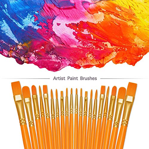Image of BOSOBO Assorted Nylon Acrylic Artist Paint Brushes Set,Orange,30 Pcs