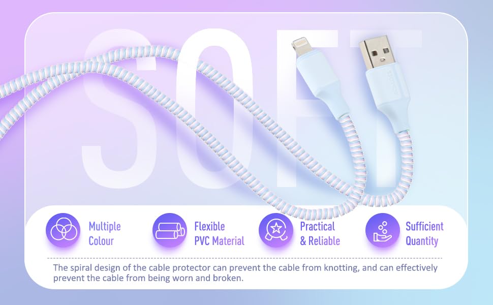 Image of EMPOISON Spiral Cable Protector, Black, 1.5m, Protects USB, HDMI, Ethernet Cables, Modern Design, Wrap-Around Installation, 1 Count
