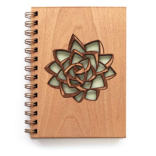 Succulent Wood Blank Nature Journal [Hardcover Spiral Garden Notebook for Mom, Women, Gratitude, Travel, Prayer, Writing, Food, Fitness, Workout, Art, Mindfulness, Wellness, Yoga, Made in the USA]