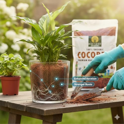Image of Bay leef Cocopeat Powder for Plants | Ready to Use Organic Coco Peat Powder Coconut Husk | Ideal for Indoor & Outdoor Gardening, Seed Starting, Composting, and Hydroponics | Pack (5kg)