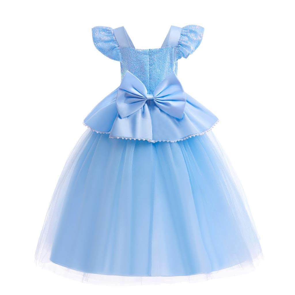 open lace back dress Princess Dress- Blue Princess Wedding Dresses and Dress Up for Toddlers 5