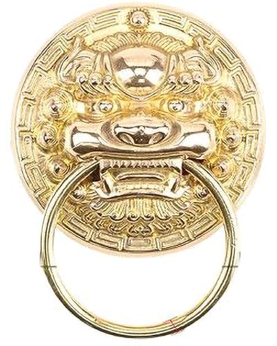 XIUCAI Elegante Aldaba de León Antiguo en Bronce, Picaporte de Latón Resistente con Tornillos, Diseño Gótico Único, para Puertas Principales, Armarios & Respaldo de Sofá,7.6cm Brass