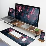 Cherry Blossom Gaming Mouse Pad Extended Big Desk Pad Pink Flower Mousepad with Non-Slip Base and Stitched Edges for Work Gaming Office-11.8 x 31.5 in