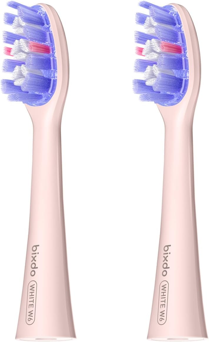 W60 Blue Light Electric Toothbrush Replacement Heads, Pack of 2 - Brush Heads Transmit Professional-Grade 460nm Blue Light, Medium Firm Bristle, for Plaque Removal and Sensitive Gums