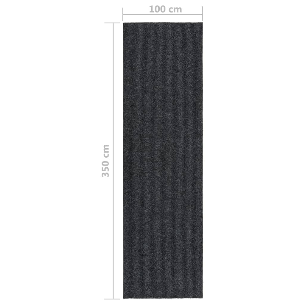 Alfombra antisuciedad 100 x 350 cm, color antracita, resistente con parte trasera de gel antideslizante para entrada, moderna superficie de fieltro punzonado de 70% polipropileno y 30% PES,