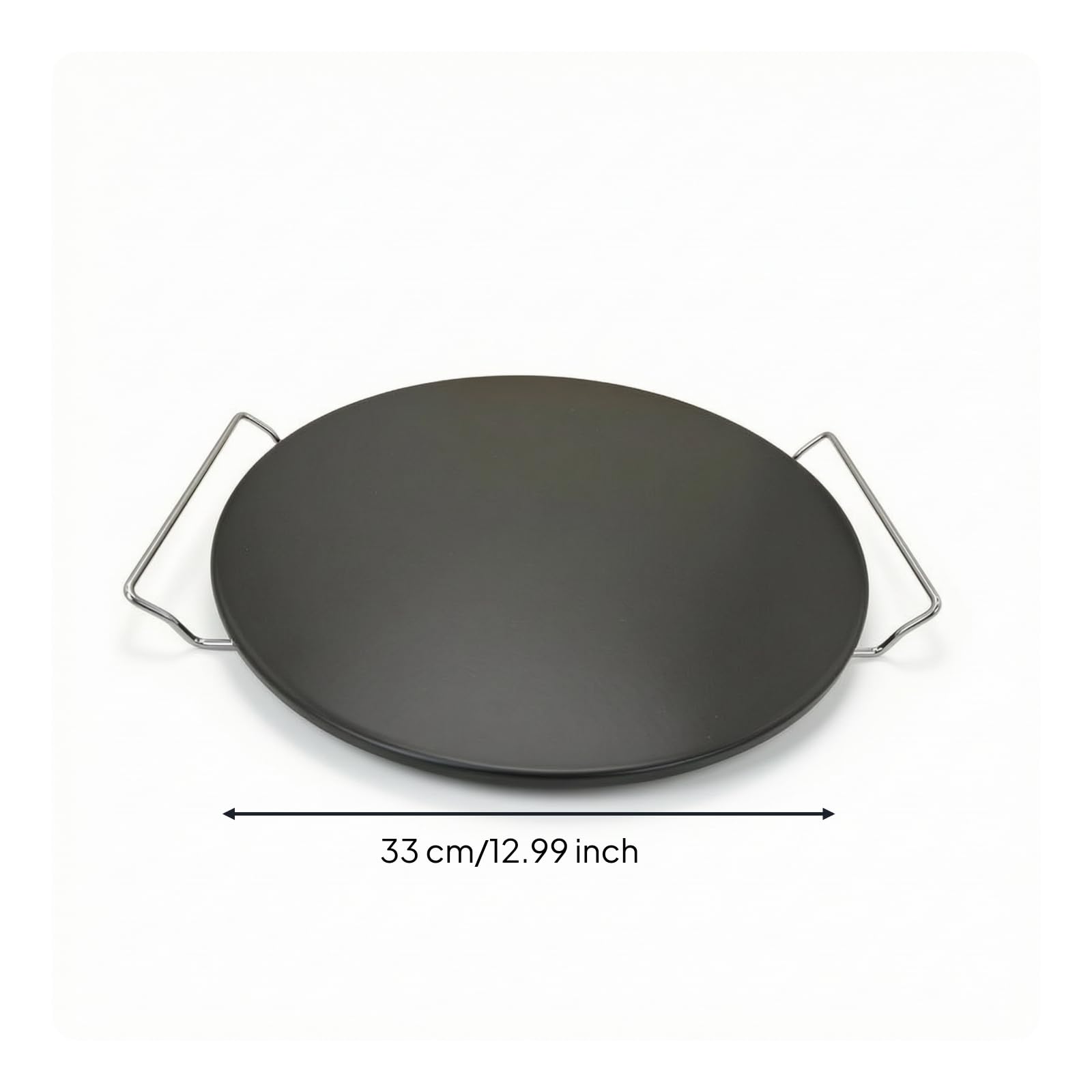 Piedra para Pizza Redonda Plancha Bandeja Base Cordierita Robusta con Gran Inercia Térmica para Resultados Crujientes Adecuada para Panadería Casera y, Negro, 33CM+架子