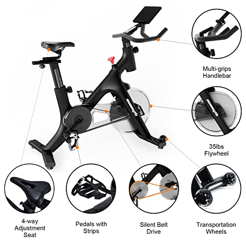 Stationary Bikes for Home Exercise Bikes, 350lbs Max Weight, SUNMYTH 35Lbs Flywheel Spin Bikes for Home Indoor Gym Bike with Adjustable Resistance and Pad Holder (Commercial-grade)