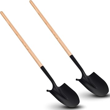 2 Pcs Heavy Duty Irrigation Shovels Caprock Irrigation Shovel Sharp Shovel, Steel Spade with 55" Hardwood Handle for Gardening, Digging, and Hard Soil